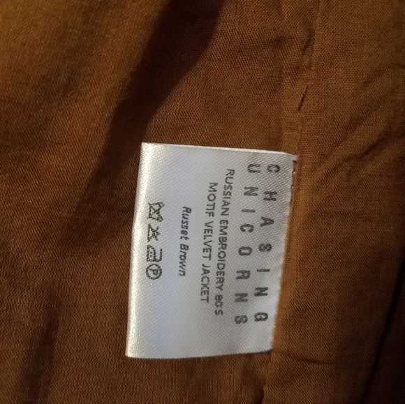 SOLD - Chasing Unicorns Movin On Up Embroidered Silk Velvet Jacket - M - Picture 6 of 11